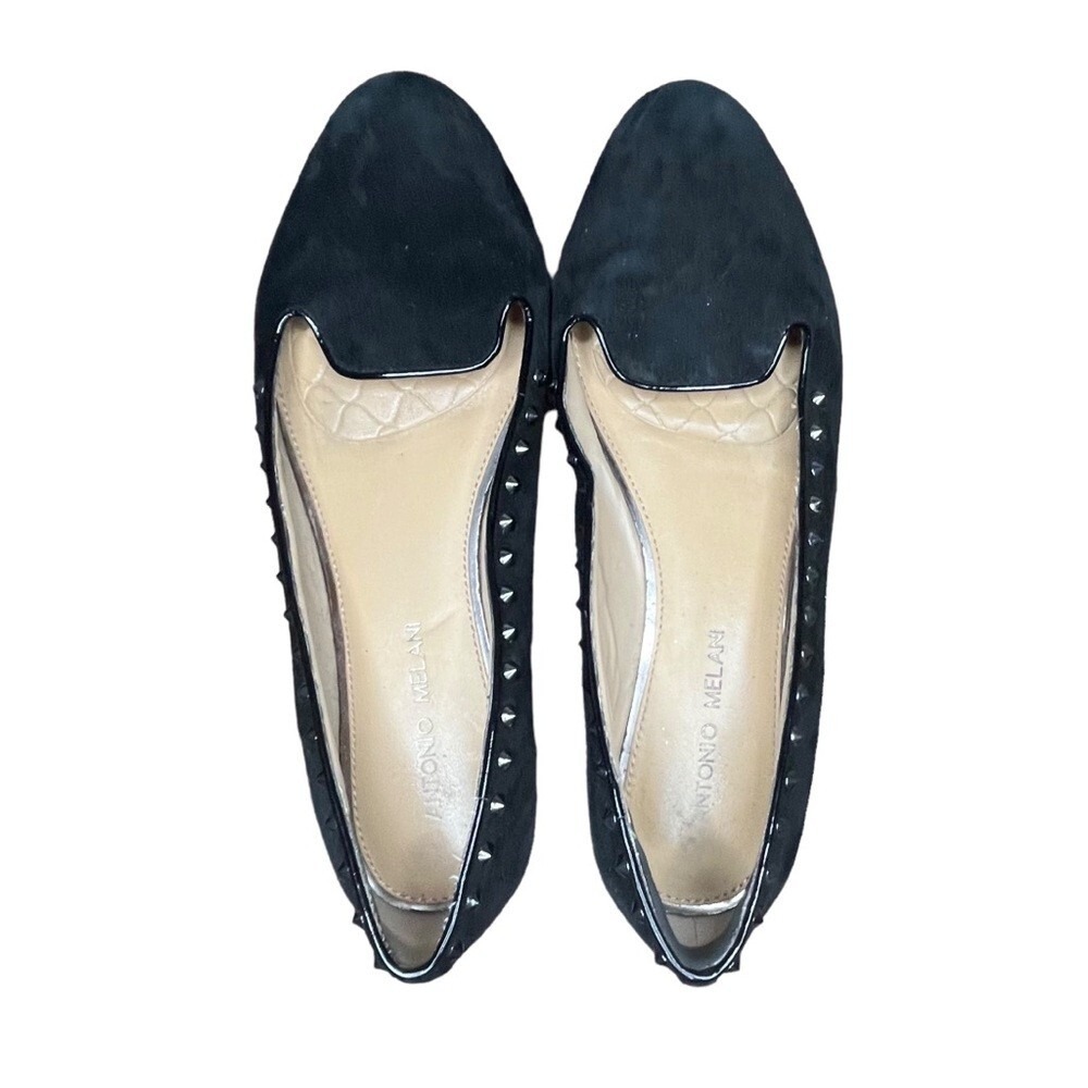 ANTONIO MELANI Black Studded Suede Flats